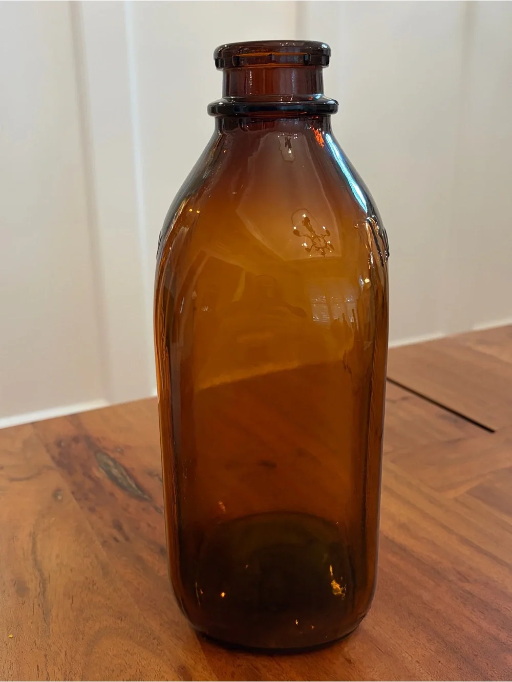 Vintage Gail Borden Amber Glass Half Gallon Milk Bottle 2 Quart 1950s Pyro Rare